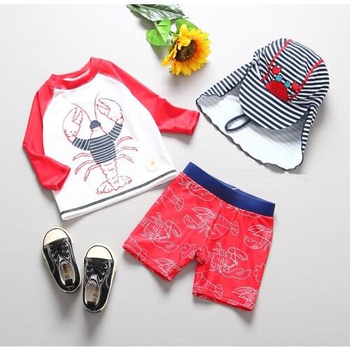 2~9Y Boys Swimsuit 3 Pieces Swimming suit for Kid Boys High quality Baby Toddler Surfing suit Kids Beachwear-SW377
