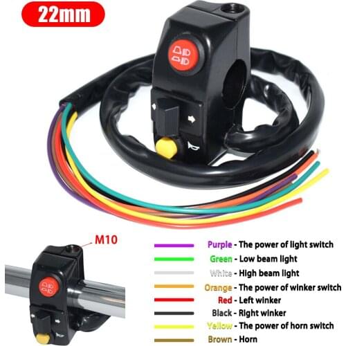 7/8" Motorcycle Handlebar Mount Switches Horn Headlight Turn Signal Light Switch