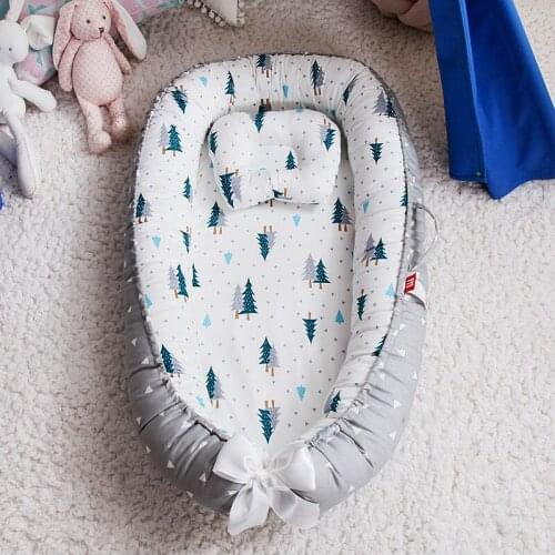 85*50cm Portable Crib Travel Bed Baby Nest Bed with Pillow Infant Toddler Cotton Cradle for Newborn Baby Bed Bassinet Bumper