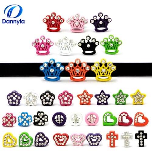 10pcs/lot 8mm Mix Style Colorful Crystal Slide Charms Fit 8mm Wristband Bracelet LSSC201-209