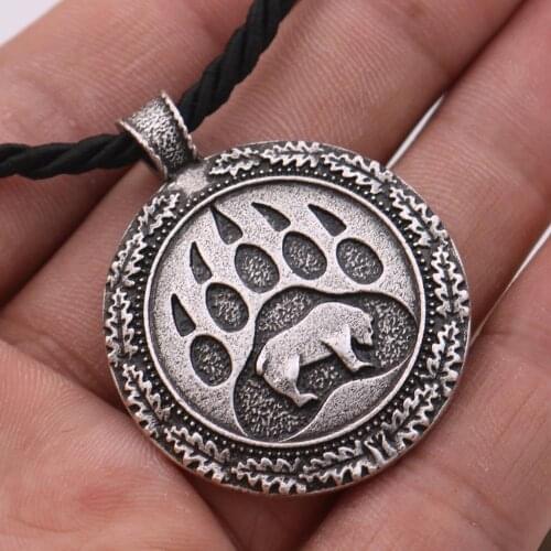 Talisman Men Amulet Protection Viking Wolf Bear Claw/Paw Pendant Bear Necklace Jewelry