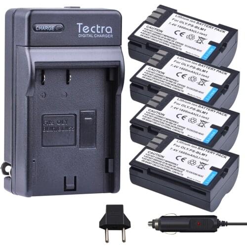 Tectra 4Pcs PS-BLM1 PS BLM-1 Li-ion Bateria + Digital Charger for Olympus C-5060 C-7070 C-8080 E-30 E-300 E-330 E-500 E-510
