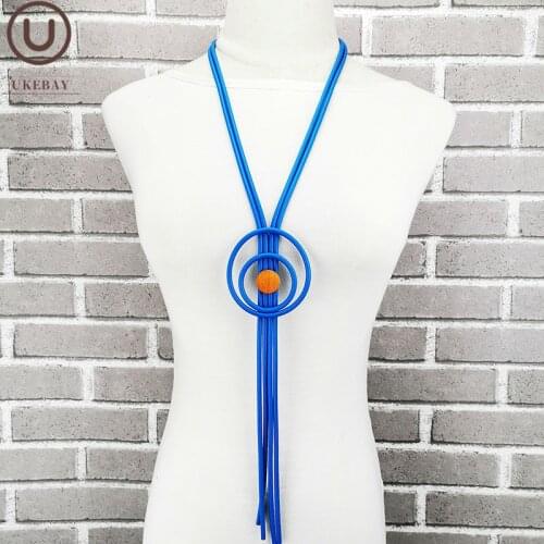 UKEBAY Long Pendant Necklaces For Women Statement Necklace Rubber Necklace Jewelry Clothes Accoessories Round Pendants Jewellery