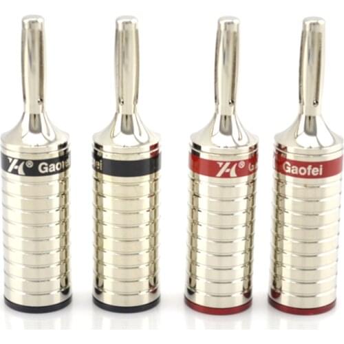 Pcs hi-end Red copper rhodium plated Speaker cable banana plug connector hifi audio speaker cable jack connector