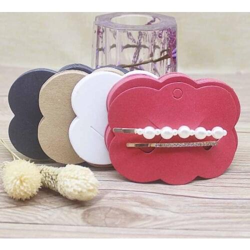 Cloud-shaped hairpins 50pcs kraft /white/red/black paper hair clip Display Cards 6.5*9cm hair claw jewelry hair accessories card