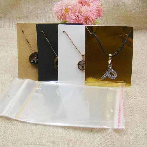 ZerongE jewelry 7*9cm white/kraft/black/gold color paper necklace package card 100pcs +100 pcs opp bag for jewelry display
