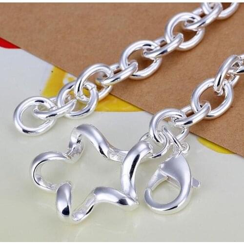 Hot new beautiful star Pendant chain 925 sterling silver Bracelet for woman classic popular party Christmas Gift fashion Jewelry