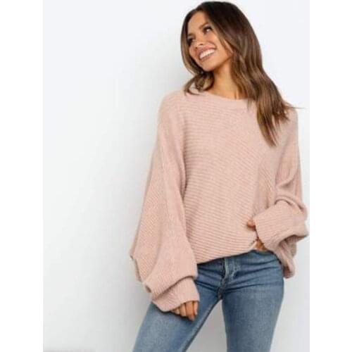 Autumn Winter Solid Color Bat Sleeve Round Neck Sweater Long Sleeve Warm Womens Sweater Wild New Fashion Multicolor Sweater Top