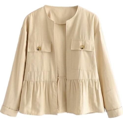 Fad Cardigan Women Open Jacket Ruffled Trims Long Sleeves Casual Vogue Vintage Jackets Woman Tops