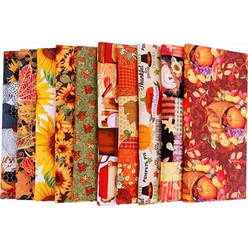 10pcs/set Thanksgiving Themed Cotton Fabric DIY Sewing Widely Used Fabric DIY Handmade Accessories Halloween New Year Decor