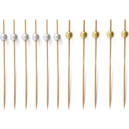 12CM 100Pcs WALK KNOW Cocktail Picks Creative Handmade Round Beads Appetizer Picks Fruit Toothpicks Wedding Party Supplies