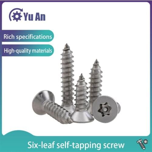 Stainless Steel Flat Head Six-lobe Self Tapping Screws KA Countersunk Head Plum with Pillar Core Anti-theft Screw 20Pcs