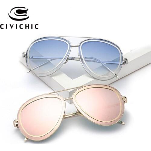 CIVICHIC 2020 Hot Fashion Women Sunglasses Double Personalized Frame Glasses Men Classic UV400 Oculos De Sol Hipster Gafas E344