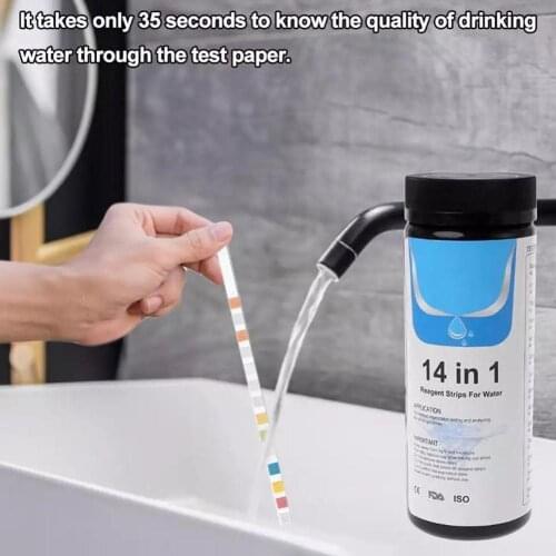 50Pcs/Set 14-in-1 Swimming Pool Hot Tub Water Quality Residual Test Paper Strips The-test paper provide accurate testing result