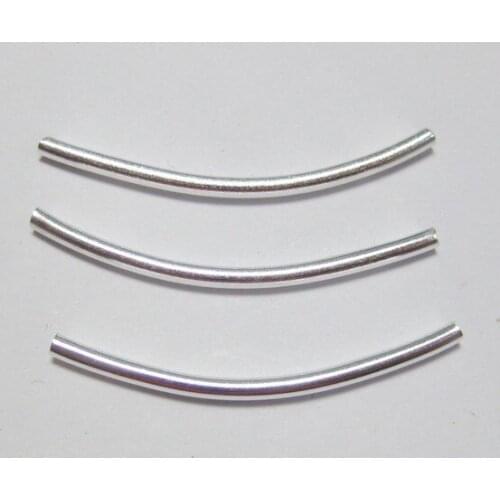 500pcs shiny silver Plated Curved Tube metal pipes copper curved tubes beads for jewellery making 2*30mm lead and nickle free