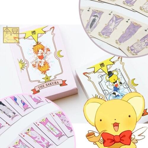 54PCS/SET Anime Lovely Pink Card Captor SAKURA poker Model Paper Desktop family games Toys toys Gift