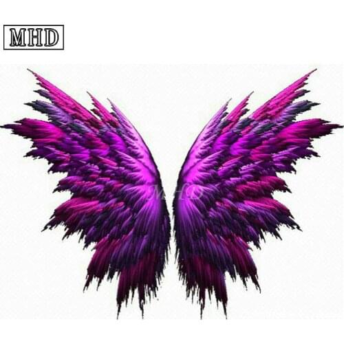 Needlework 5D DIY Diamond Painting Purple Wings Square Mosaic Diamond Cross Stitch Home Decor Artwork Kit SC64