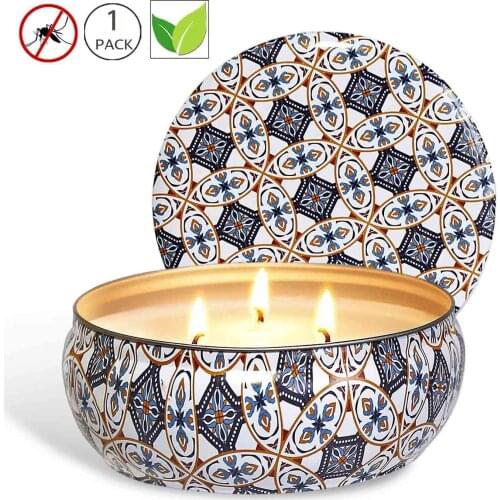 Citronella Candle Scented Soy Wax 3 Wick Tin 75 Hour Burn Outdoor and Indoor 14oz