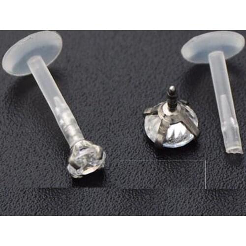 1 Piece 16G Flexible Labrets and Bio Flex CZ Monroe Zircon stone piercing Labret Lip Ling Tragus Helix Body Jewelry