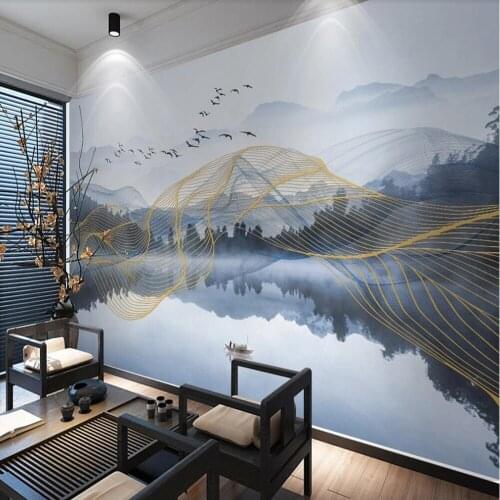 Milofi custom large wallpaper mural abstract golden lines mood landscape landscape living room background wall paper decorative