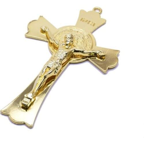 QIGO Metal Big Gold Jesus Cross Religious Jewelry Accessories Gifts