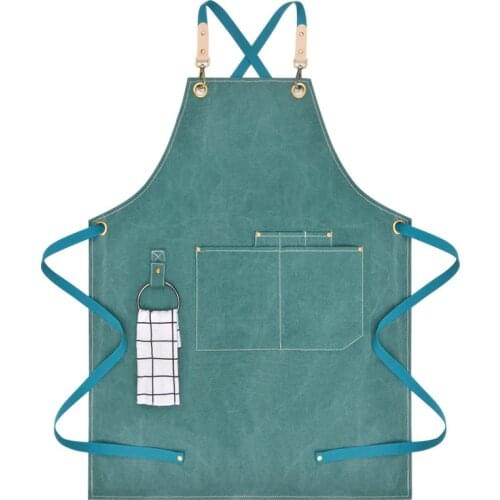 Canvas Apron Cross back Cotton Strap Barista Bartender Restaurant BBQ Pastry Chef Uniform Florist Barber Gardener Workwear B66