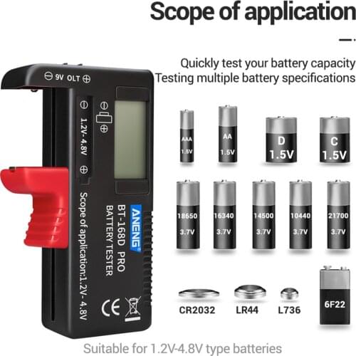 ANENG BT-168 PRO Digital Battery Tester Battery Capacitance Diagnostic Tool For 9V D C AA AAA button batteries18650 14500