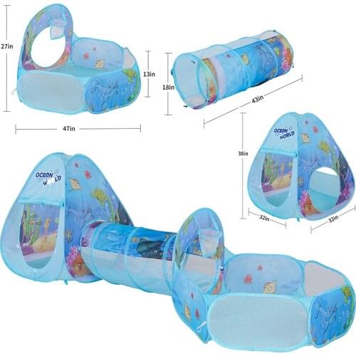 Children Tent 3 In 1 Baby Play House Tent for Kids Child Ocean Ball Pool Three-piece Suit Wigwam Play Toys Tunnel Tent