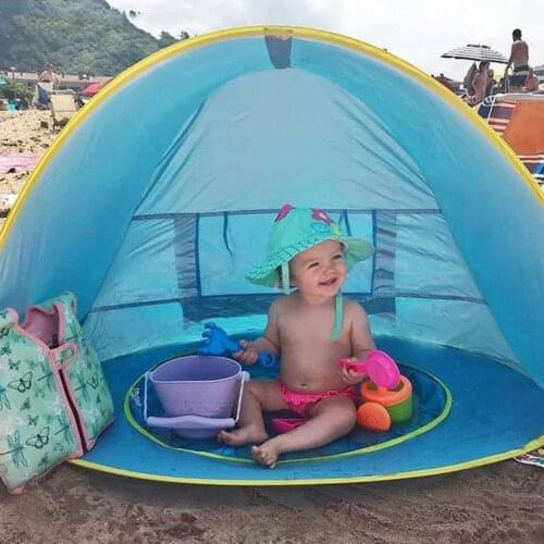 Baby Beach Tent Pop Up UV Protection Sunshade Awning Tent With 4 Pegs Children Infant Outdoor Swimming Pool Sun Shelter Play Mat