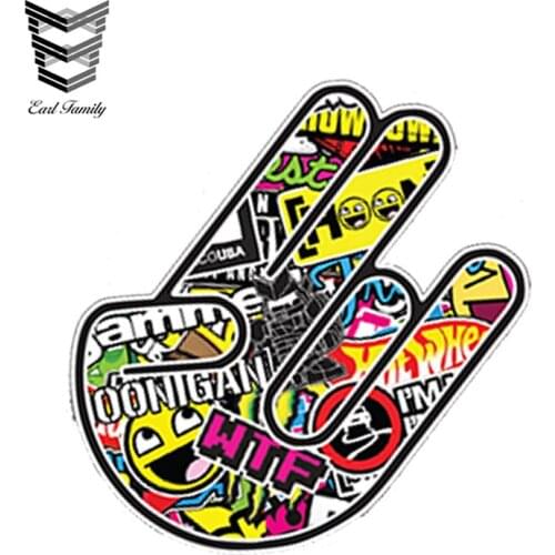 EARLFAMILY 13cm x 9.1cm Car Styling JDM Shocker Vinyl Car Sticker Bomb Bumper Hand Funny Waterproof Doors Windows Accessories