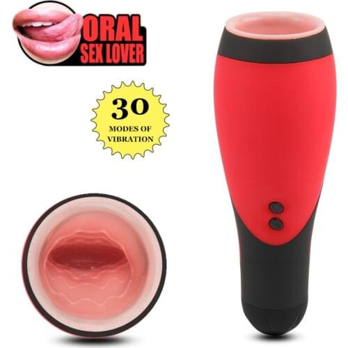Erotic 30 Modes Vibrating Blowjob Male Masturbator Deep Throat Oral Masturbation Cup Vagina Pocket Pussy Adult Sex Toys for Men