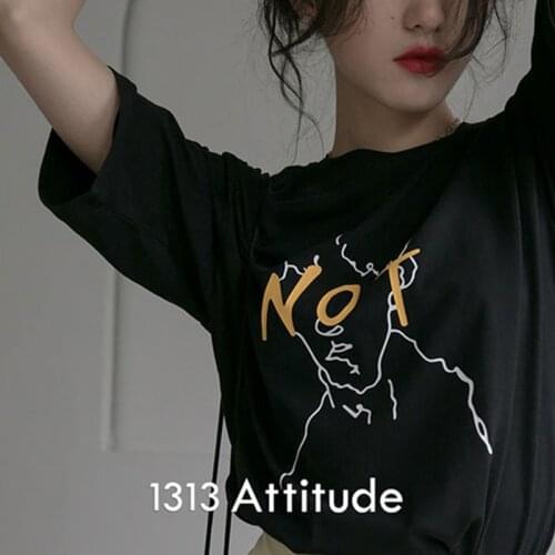 T-shirt Girl Casual Cool Streetwear Tshirt accessory summer ins Harajuku Women T Shirt Graphic printing album Funny black letter