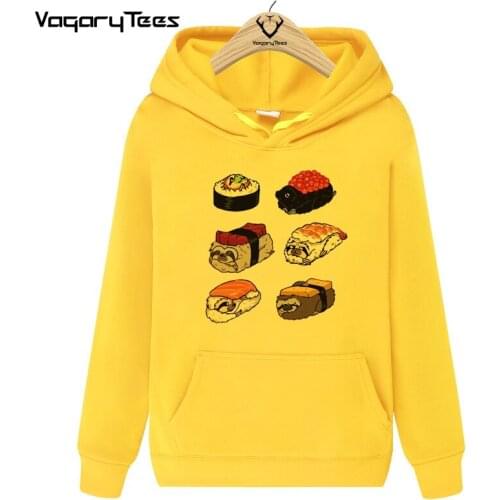 VagaryTees Creative Frenchie Pug/cat/sloth Sushi Design Brand Hoodie Fashion Animal Food Print Hip Hop Streetwear Hoodies Unisex
