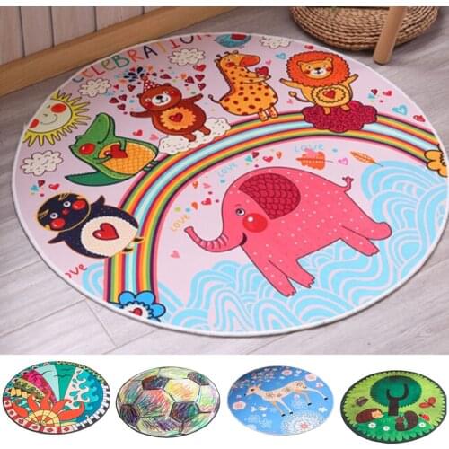 Play Mat Cartoon Animal Baby Mat Newborn Infant Crawling Blanket Cotton Round Floor Carpet Rugs Mat for Kids Room Nursery Decor
