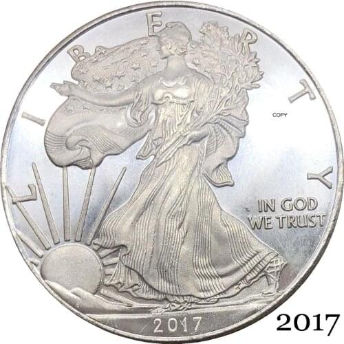 United States America 2017 In God We Trust 1 OZ Fine Silver Bullion Eagles One Dollar Silver Plated Copy Commemorative Coin