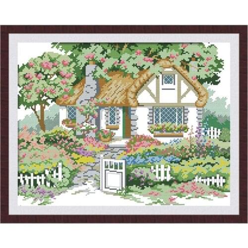 Spring garden cross-stitch kit, DIY handmade embroidery set, hand-crafted needlework, DMC cross-stitch, wall decoration painting