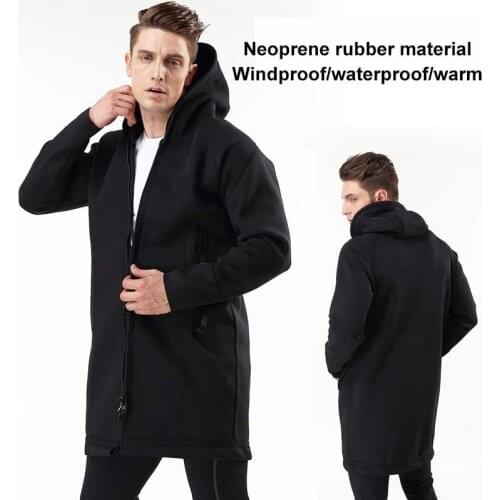 2mm Neoprene thermal diving jacket windbreaker outdoor winter Long hooded jacket mens waterproof windproof mountaineering coat