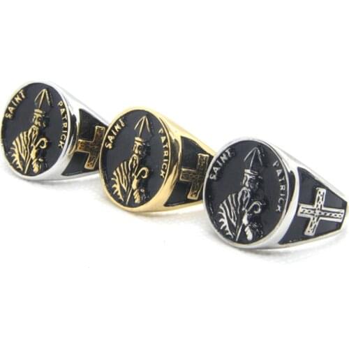 Support Dropship New Size 7-14 Cross Saint Patrick Ring 316L Stainless Steel Fashion Jewelry Cross Ring