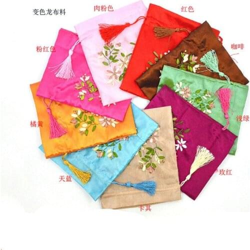 Wholesale 5PCS jewelry bags featuring handmade hand-embroidered flowers