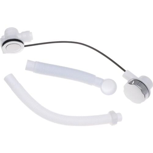 Bathtub Sink Drains Strainer Bathroom Bath Waste with Overflow Kit Drainer Set Drains Accessories Bathroom (White)