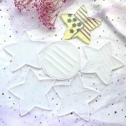 T84A 5 Pcs/Set Coaster+Cup Stand Epoxy Resin Mold Cup Mat+Storage Rack Table Mat Holder Silicone Mould DIY Crafts Tool