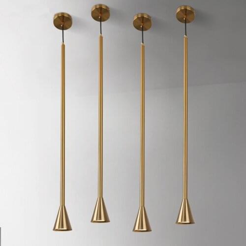 Post Modern Gold Horn Pendant Lights Retro Iron LED Hanging Lamp Bedroom Living Room Kitchen Luminaires Home Deco Light Fixtures