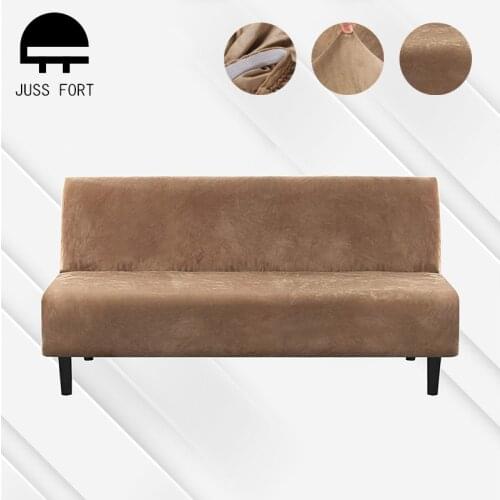 Armless Folding Sofa Bed Covers Super Soft Velvet Couch Slipcovers Elastic Without Armrest Sofa Cover for Living Room Home Decor