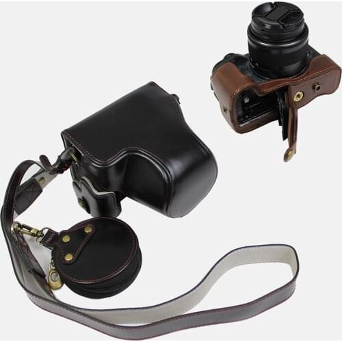 Portable PU Leather Case Camera bag Cover For Canon EOS M6ii M6 MarkII M6 II with 15-45mm Lens Battery Opening + strap