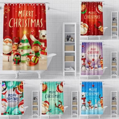 Merry Christmas Bathroom Shower Curtain Santa Claus Bathroom Curtain Waterproof Shower Curtains For New Year Presents Home Decor