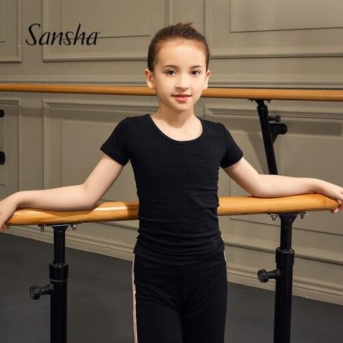Sansha Kids Jazz Dance T shirt Hip Hop Dancing Top Black White Short Sleeve T-shirt Dancewear Y3051C