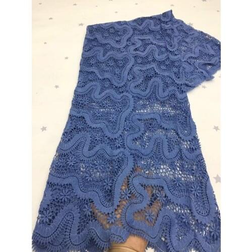 Blue Milk Silk Cord Lace Fabric 2021 Nigerian Net Lace French African Water Soluble Lace Fabric For Wedding Party HXZ4989