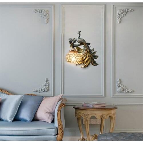Modern Peacock Resin Wall Lamps Living Dining Room Lighting Bathroom Bedroom Light Led Wall Light For Home Industrial Decor Lamp