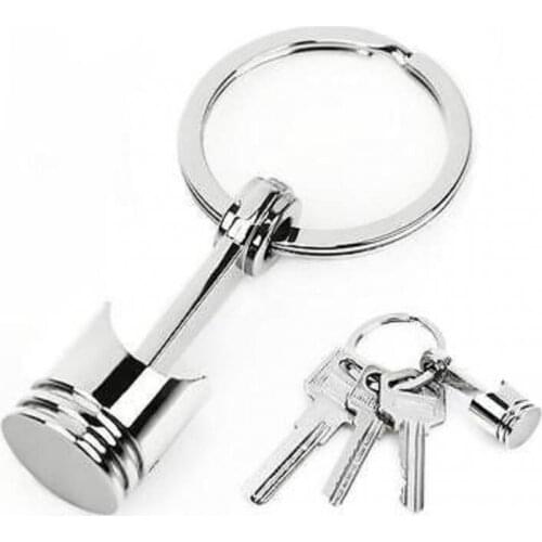 Car Engine Piston Style Silver Keychain Polished Chrome Creative Car Accessories Model Hot Car Accessories