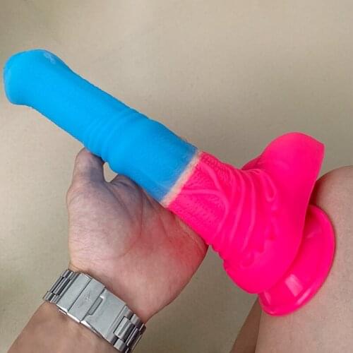 Tricolor 26cm Long Dildo Realistic Stiff Cock Skin Feeling Silicone Penis Huge Dick Erotic Lesbian Adult Sex Product Big Dildos